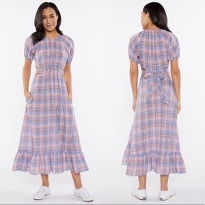 LIKELY - Payson Side Cutout Plaid Midi Dress In Lilac
Sachet - Size 10 - NWT